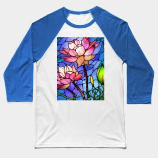 Stained Glass Lotus Flower Baseball T-Shirt